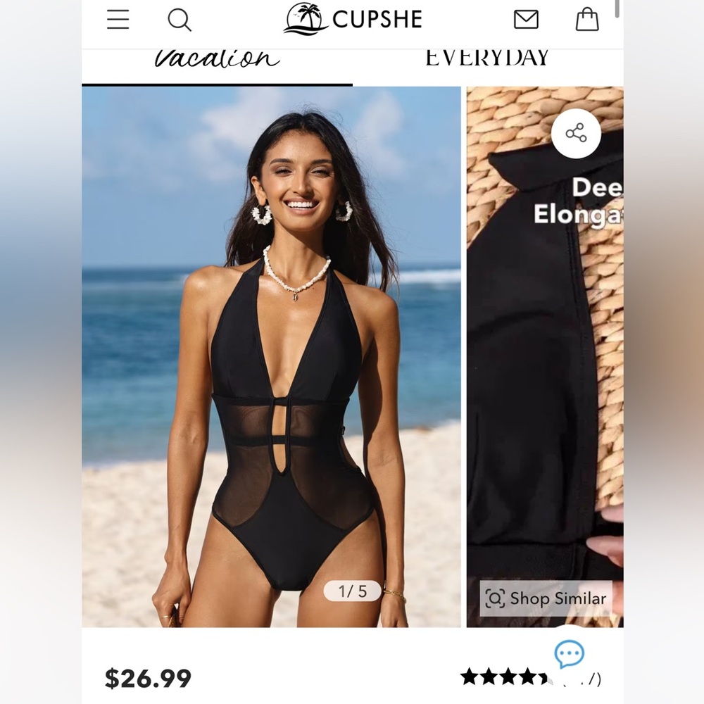 Mesh Plunging Halter Onepiece